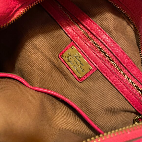 Ralph Lauren Pebbled Leather Shoulder Bag - Hot Pink - Brass Hardware - Picture 11 of 15